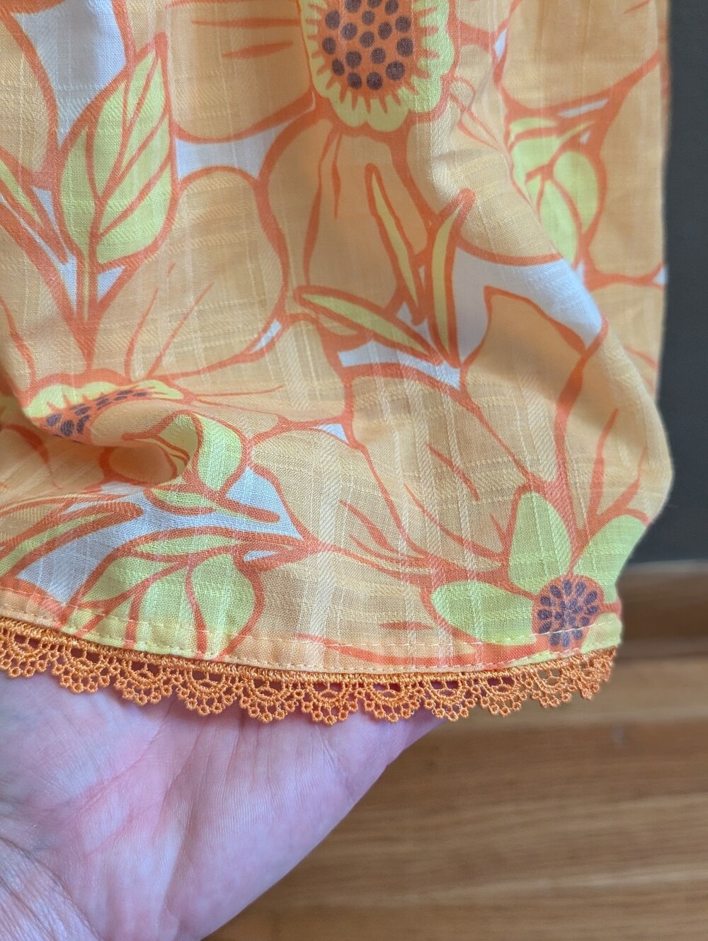 Rachel Zoe Girls Floral Maxi Dress Size 8 Orange Yellow Tie Back Smocked Ruffle - Picture 3 of 6